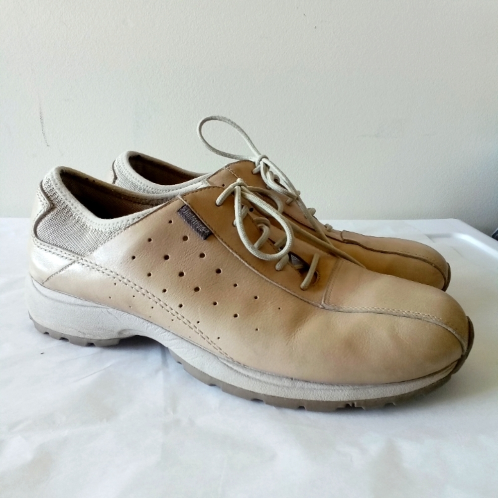 Timberland Comfort System Women's Leather Lace Up Walking Shoes 9M Beige Gray